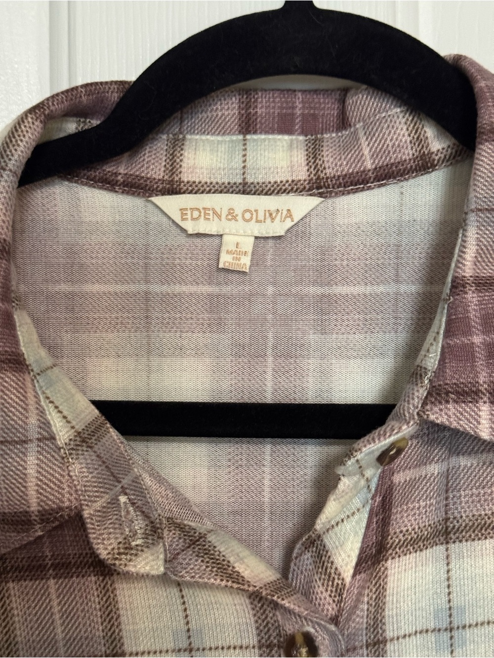 Eden & Olivia Women’s Pink Plaid Flannel Button-Front Shirt - Picture 3 of 3